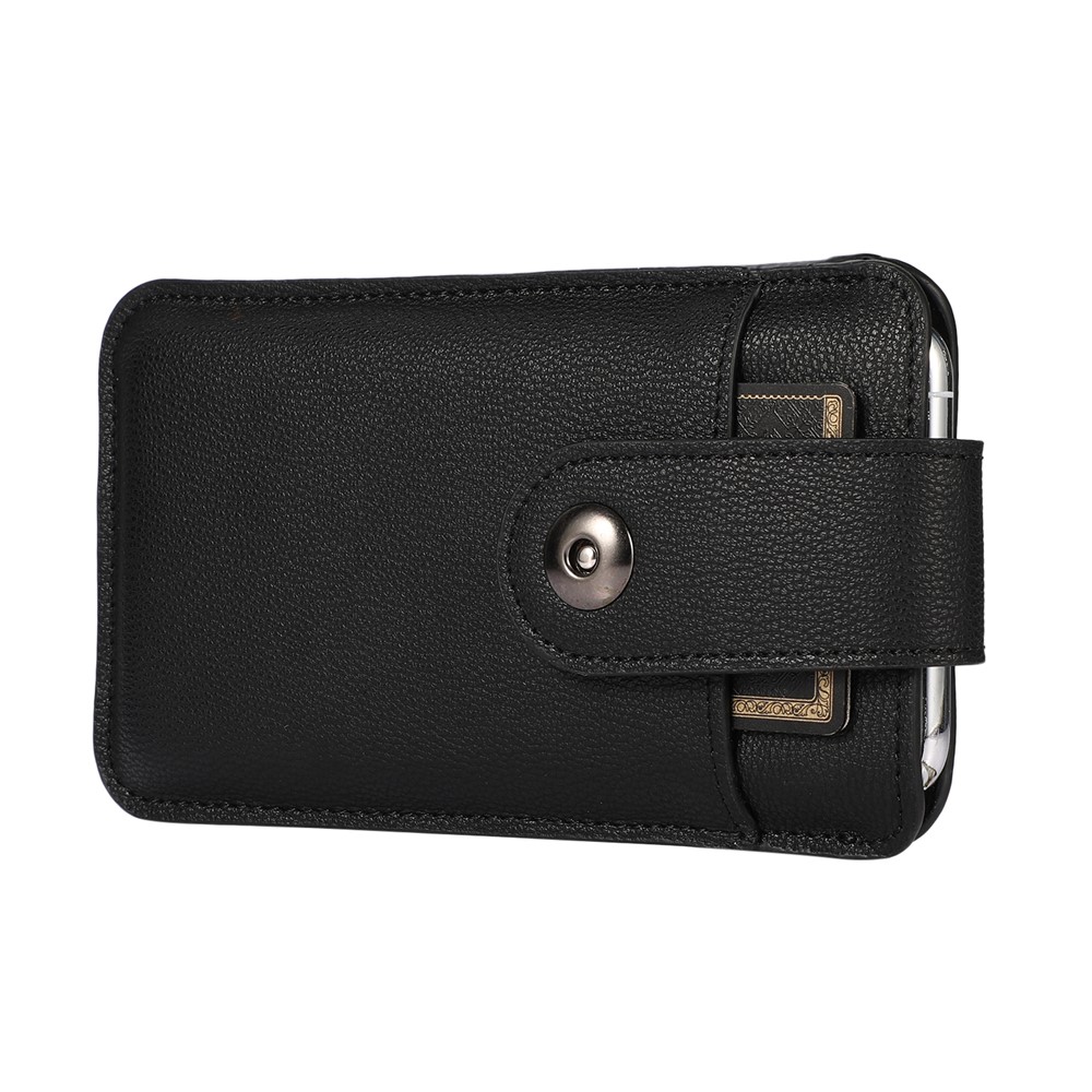 PU Leather Mobile Phone Protective Case Bag Holder with Card Slot, Inner Size 17.8x9.8 cm - Black-7