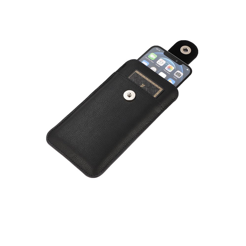 PU Leather Mobile Phone Protective Case Bag Holder with Card Slot, Inner Size 17.8x9.8 cm - Black-8
