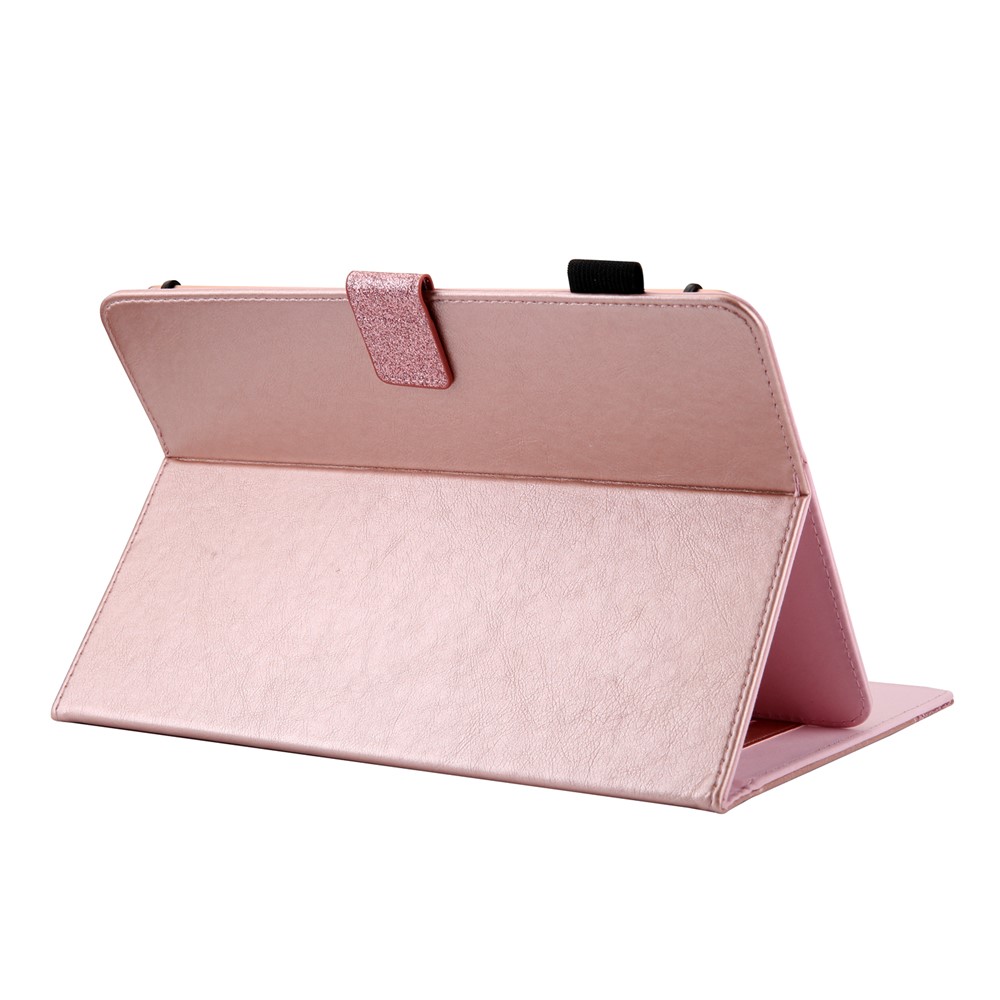 Glitter Bling PU Leather Tablet Case Shell Cover with Stand Card Slot for 10 inch Tablet - Rose Gold-4