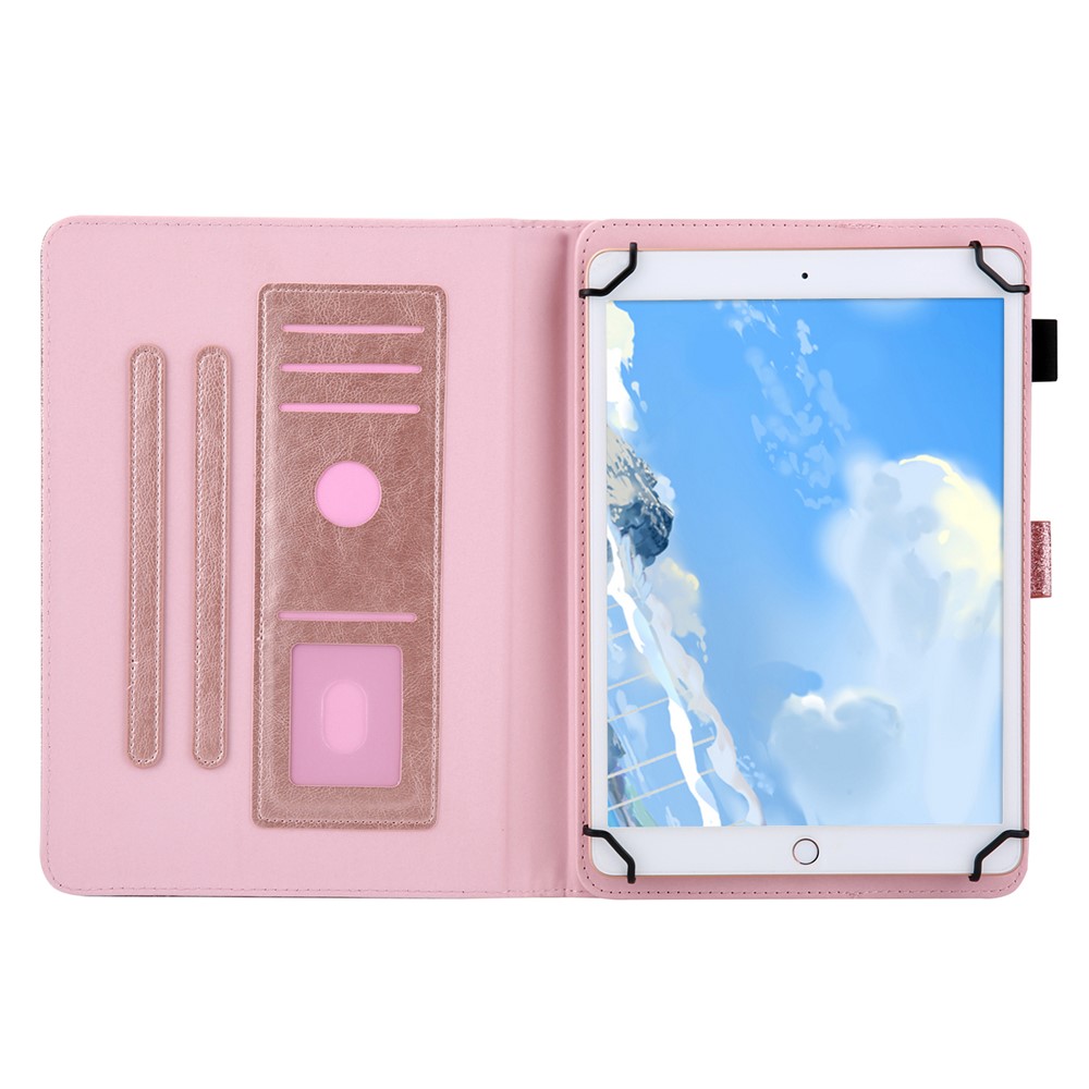 Glitter Bling PU Leather Tablet Case Shell Cover with Stand Card Slot for 10 inch Tablet - Rose Gold-5