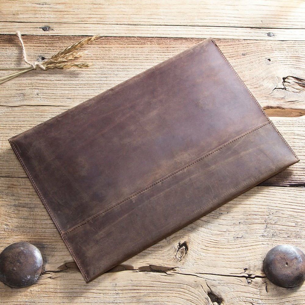 CONTACTS FAMILY Genuine Leather Tablet Protective Sleeve Case for iPad Pro 12.9-inch 2021/2020/2018/2017 - Coffee-13