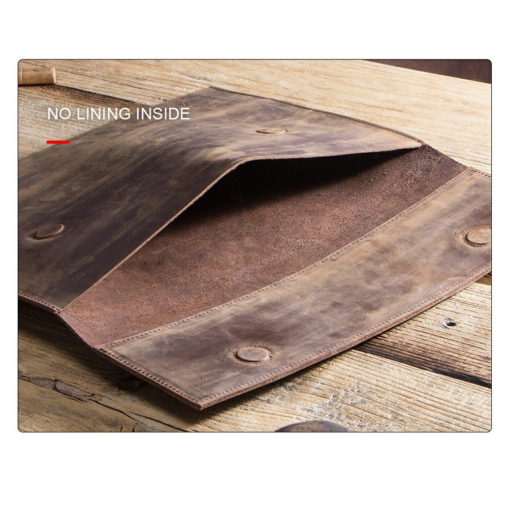 CONTACTS FAMILY Genuine Leather Tablet Protective Sleeve Case for iPad Pro 12.9-inch 2021/2020/2018/2017 - Coffee-5