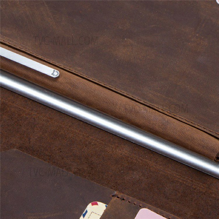CONTACTS FAMILY Multifunctional Genuine Leather Tablet Cover Case Bag for iPad 9.7-inch (2017) / iPad 9.7-inch (2018) / iPad Air (2013) / iPad Air 2 / iPad Pro 9.7 inch (2016) - Coffee-11
