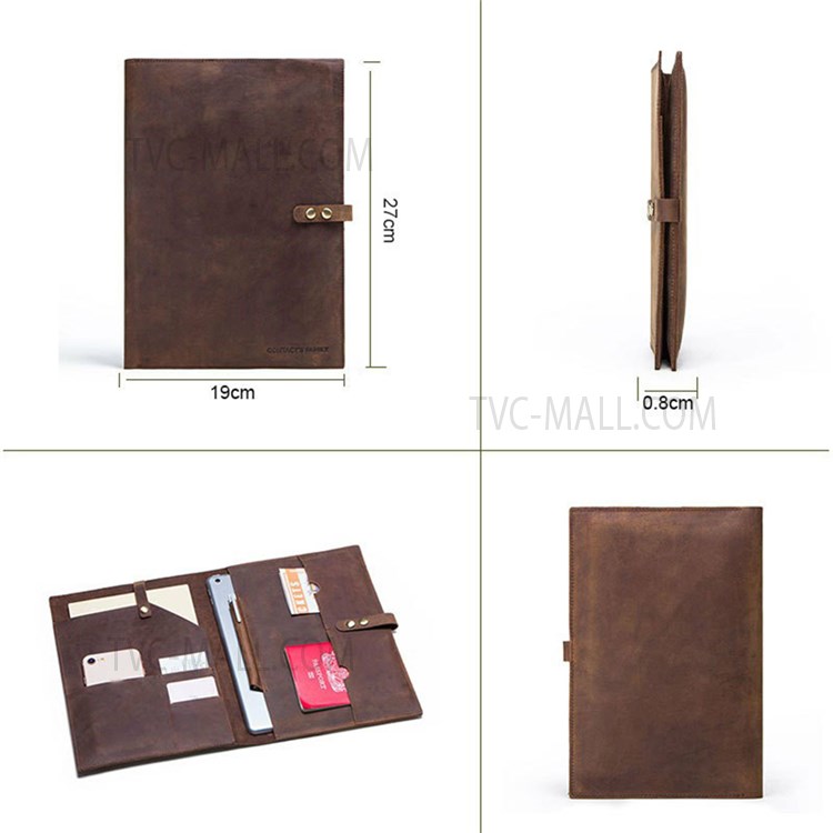 CONTACTS FAMILY Multifunctional Genuine Leather Tablet Cover Case Bag for iPad 9.7-inch (2017) / iPad 9.7-inch (2018) / iPad Air (2013) / iPad Air 2 / iPad Pro 9.7 inch (2016) - Coffee-7
