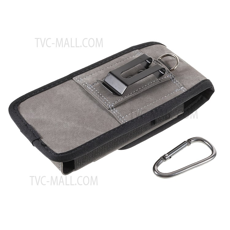 168x68x28mm PU Leather Waist Belt Phone Bag Case Card Slot Back Clip Phone Pouch with Carabiner for Samsung Galaxy Z Fold3 5G-8