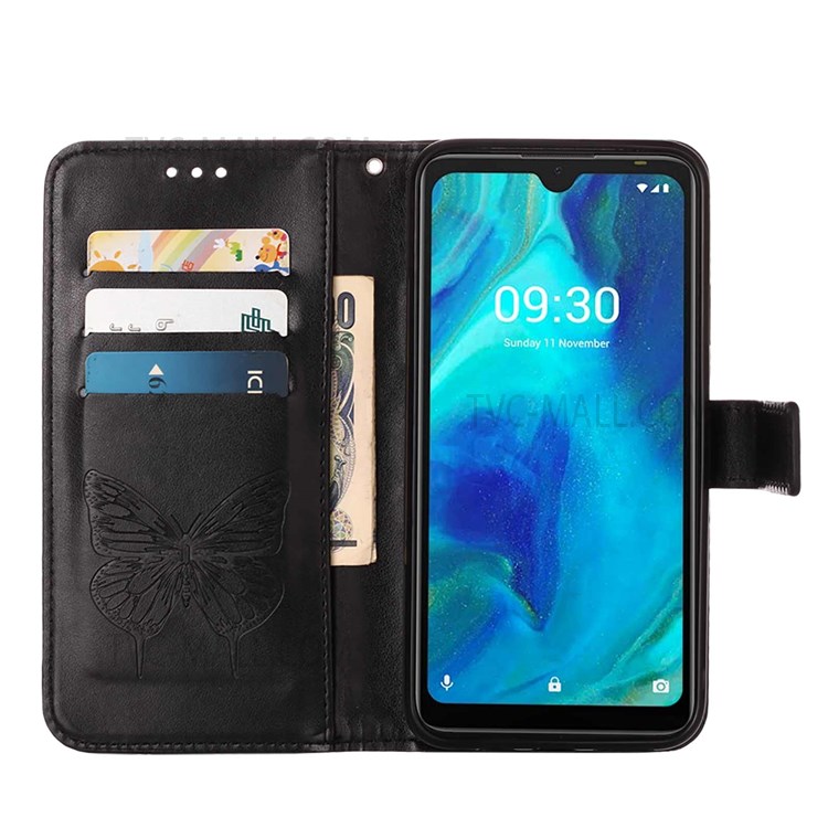 Flip Stand Imprinted Butterfly Flower Pattern PU Leather Wallet Dual-sided Magnetic Clasp Case with Strap for Tecno Pop 5 - Black-5