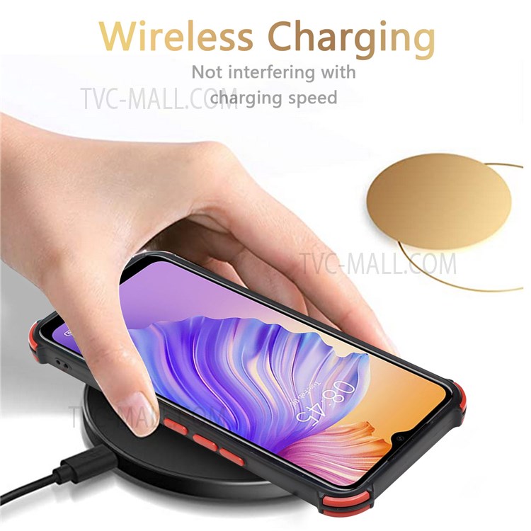 Practical Kickstand Drop-proof Four Corner Cushion Support Wireless Charging Card Slot Design PU Leather and TPU Cover for Tecno Spark 8 - Red-3