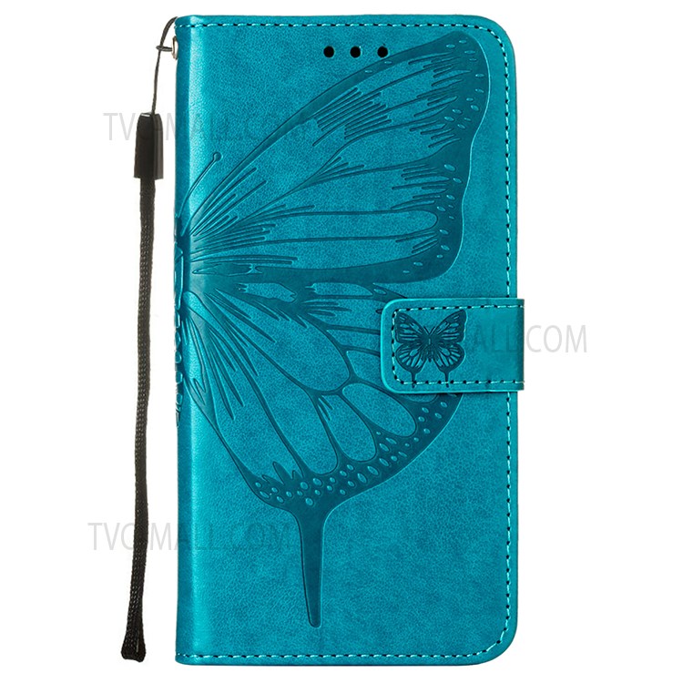 Scratch-resistant Flip Design Imprinting Butterfly Flower Pattern PU Leather Stand Wallet Case Phone Cover for Infinix Hot 10S - Blue-2