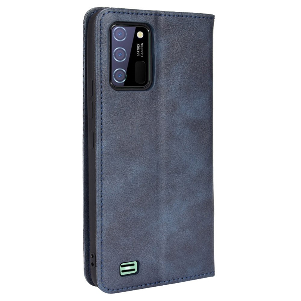 For Oukitel C25 Mosaic Border Pattern Splicing Leather Case Anti-scratch Wallet Stand Magnetic Clasp Phone Cover - Blue-3