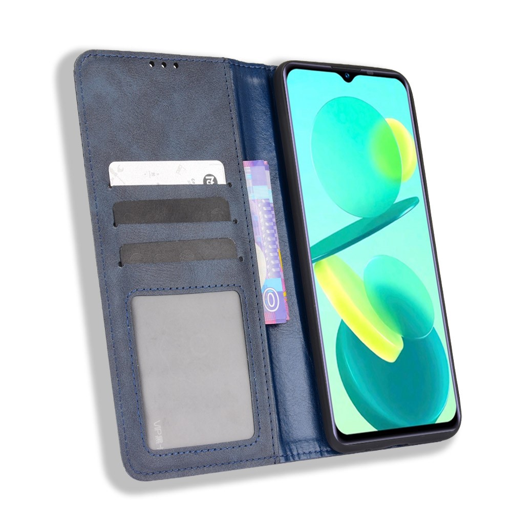 For Oukitel C25 Mosaic Border Pattern Splicing Leather Case Anti-scratch Wallet Stand Magnetic Clasp Phone Cover - Blue-4
