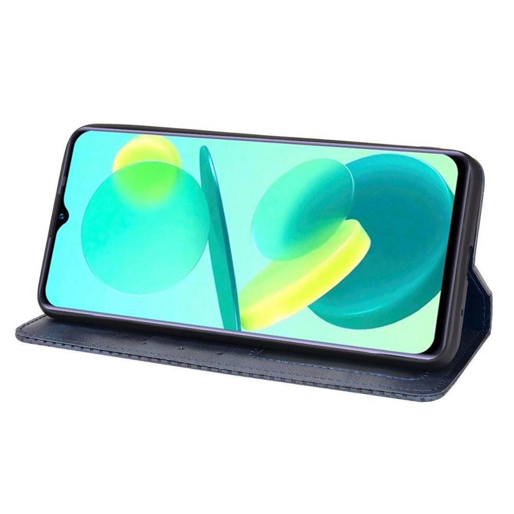 For Oukitel C25 Mosaic Border Pattern Splicing Leather Case Anti-scratch Wallet Stand Magnetic Clasp Phone Cover - Blue-5