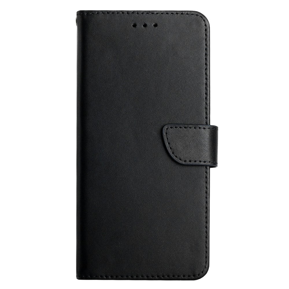 Anti-fall Genuine Leather Nappa Texture Flip Phone Covering Phone Case Magnetic Closure Stand Wallet for TCL 10 SE - Black-8