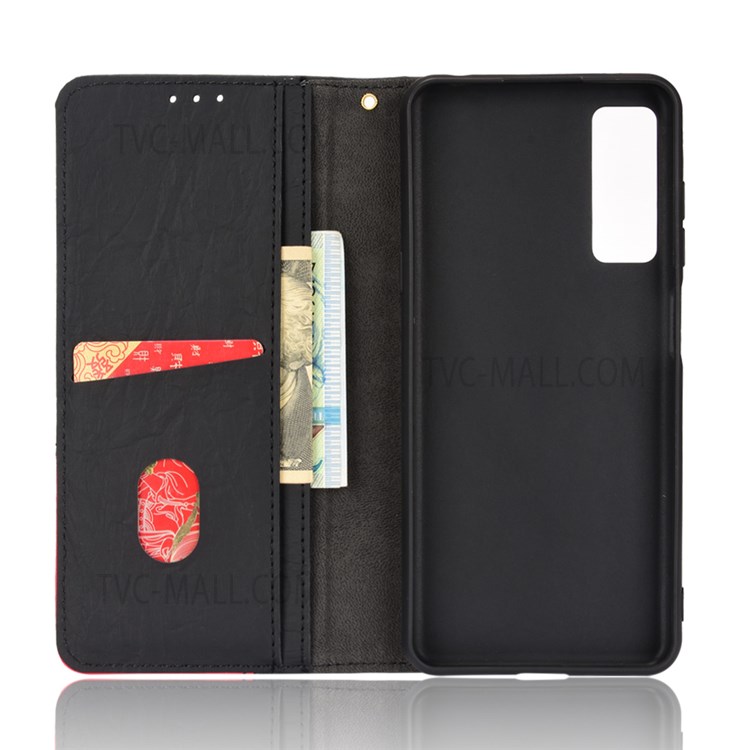 PU Leather Cover + Inner TPU Case Color Splicing Phone Cover with Stand Wallet for TCL 20S/TCL 20 5G/TCL 20L/TCL 20L+ - Black-6
