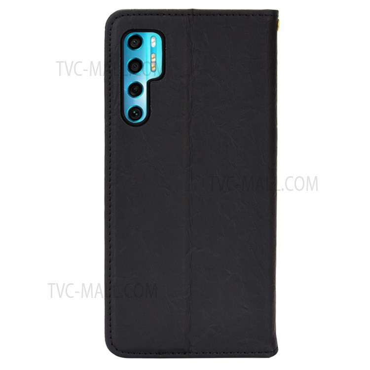 Color Splicing Leather Case Magnetic Auto Closing Phone Shell with Stand Wallet for TCL 20 Pro 5G - Black-3