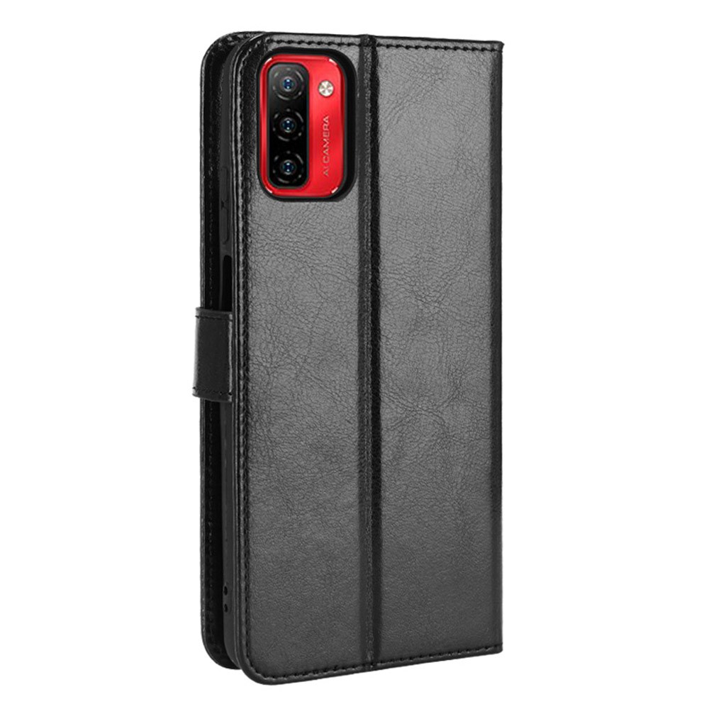For Ulefone Note 12P Wallet Stand PU Leather Phone Case Crazy Horse Texture Full Protection Phone Cover - Black-3
