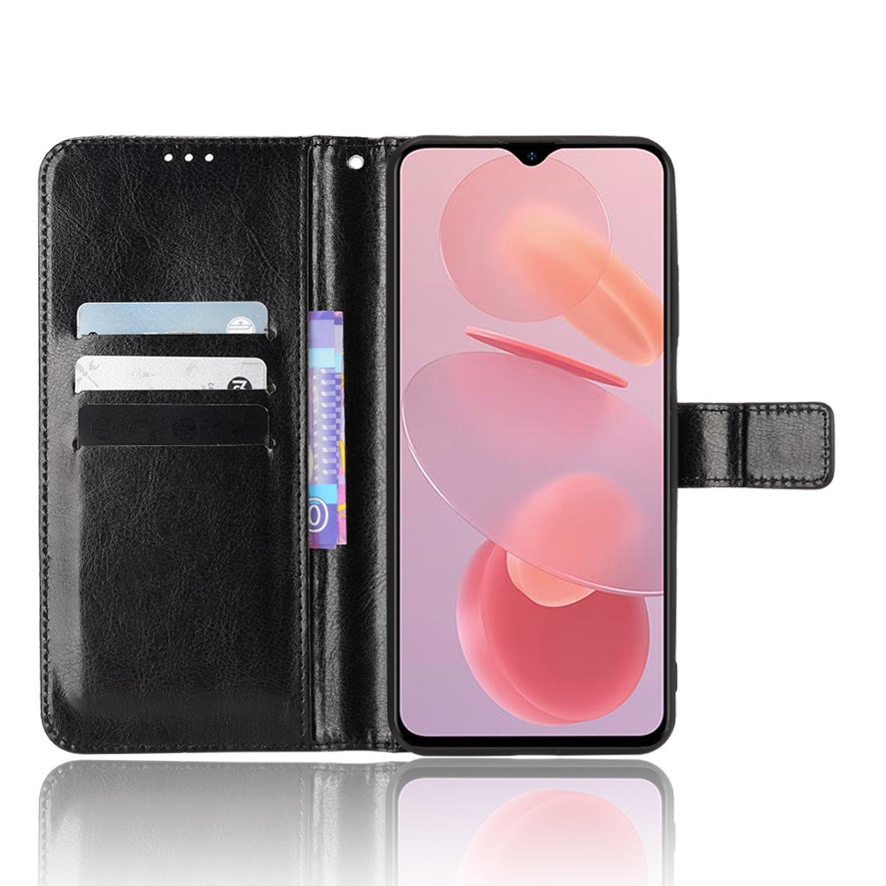 For Ulefone Note 12P Wallet Stand PU Leather Phone Case Crazy Horse Texture Full Protection Phone Cover - Black-4