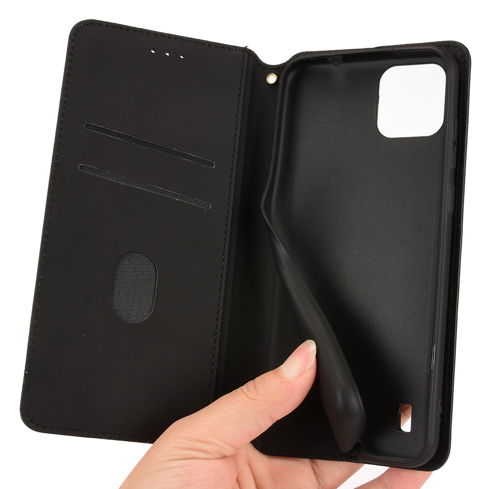 For Blackview A55 PU Leather Imprinted Rhombus Flip Wallet Cover Magnetic Absorption Stand Full Body Protection Phone Case - Black-7