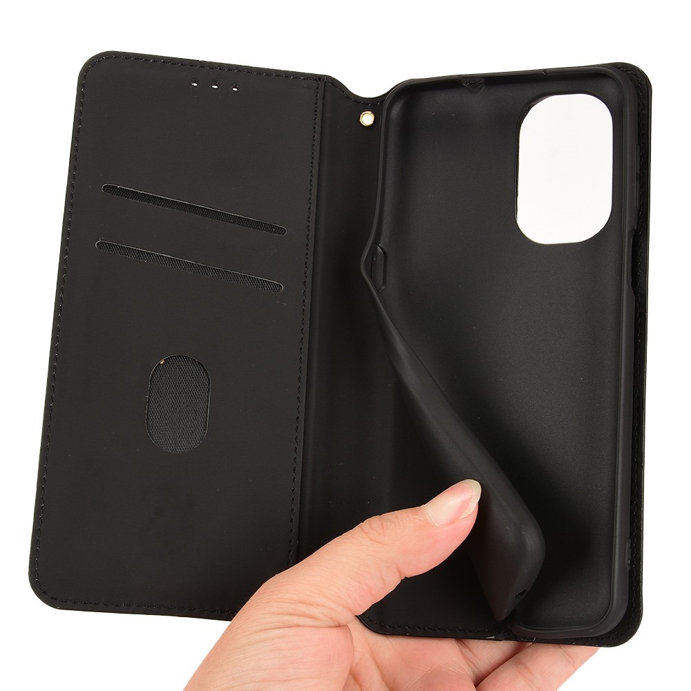 For Ulefone Note 13P Imprinted Rhombus Folding Stand Case PU Leather + Inner TPU Magnetic Absorption Wallet Flip Cover - Black-7