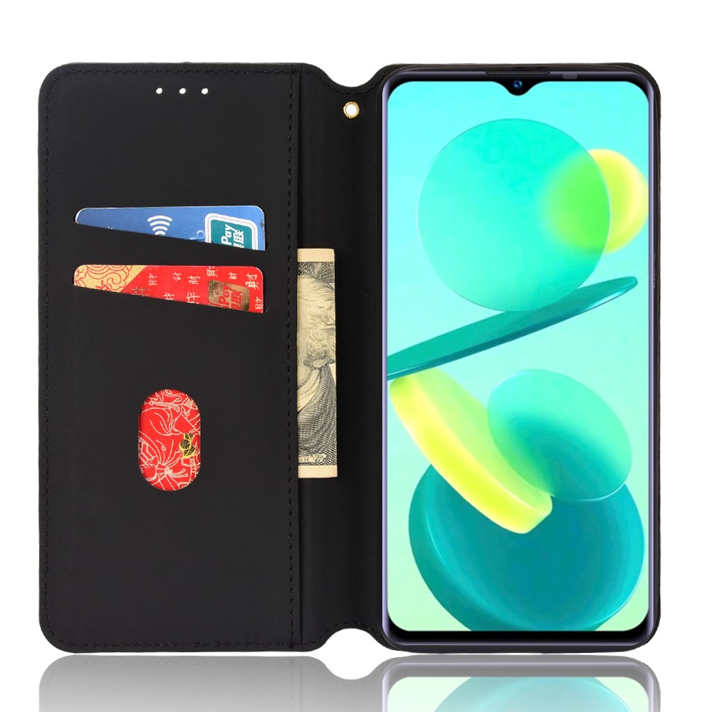 For Oukitel C25 Imprinting Rhombus PU Leather Flip Case Wallet Stand Magnetic Folio Protective Phone Cover - Black-4