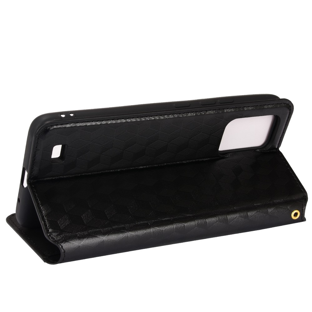 For Oukitel C25 Imprinting Rhombus PU Leather Flip Case Wallet Stand Magnetic Folio Protective Phone Cover - Black-6
