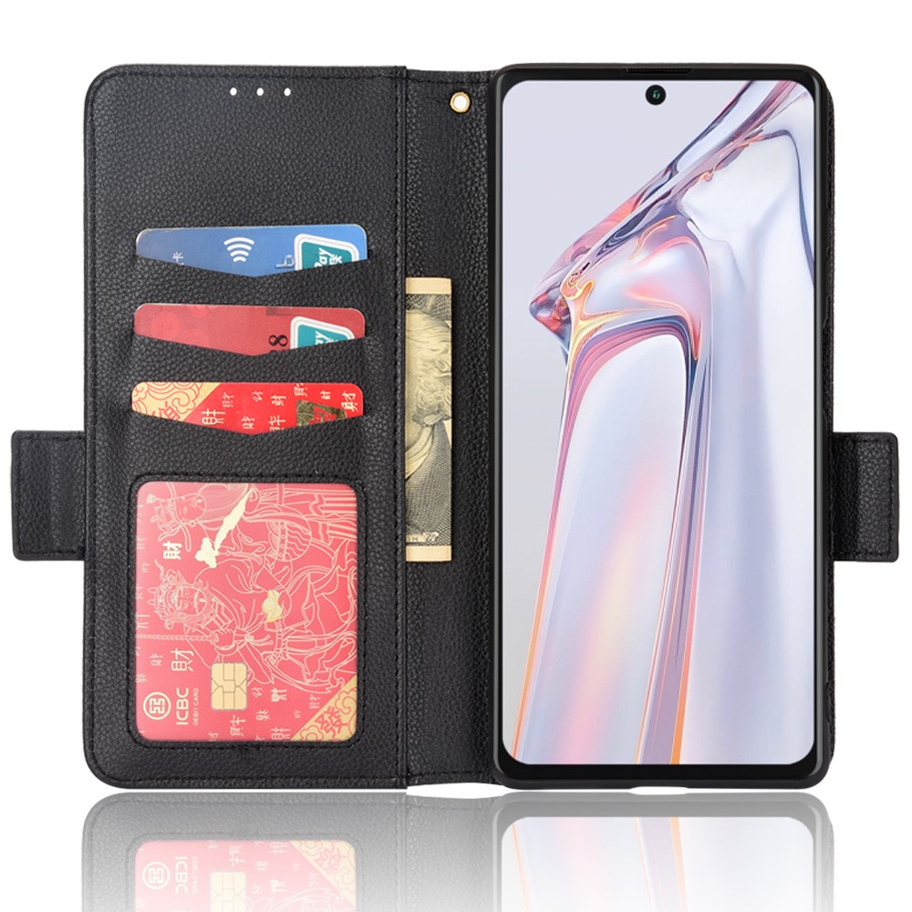 For Blackview A100 Litchi Texture Wallet Case Magnetic PU Leather Stand Function Magnetic Flip Cover - Black-4