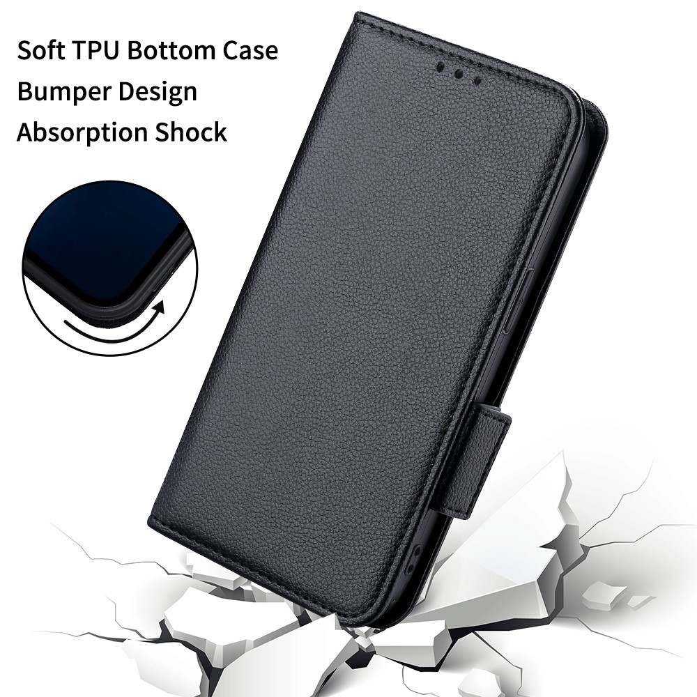 For Blackview A100 Litchi Texture Wallet Case Magnetic PU Leather Stand Function Magnetic Flip Cover - Black-8