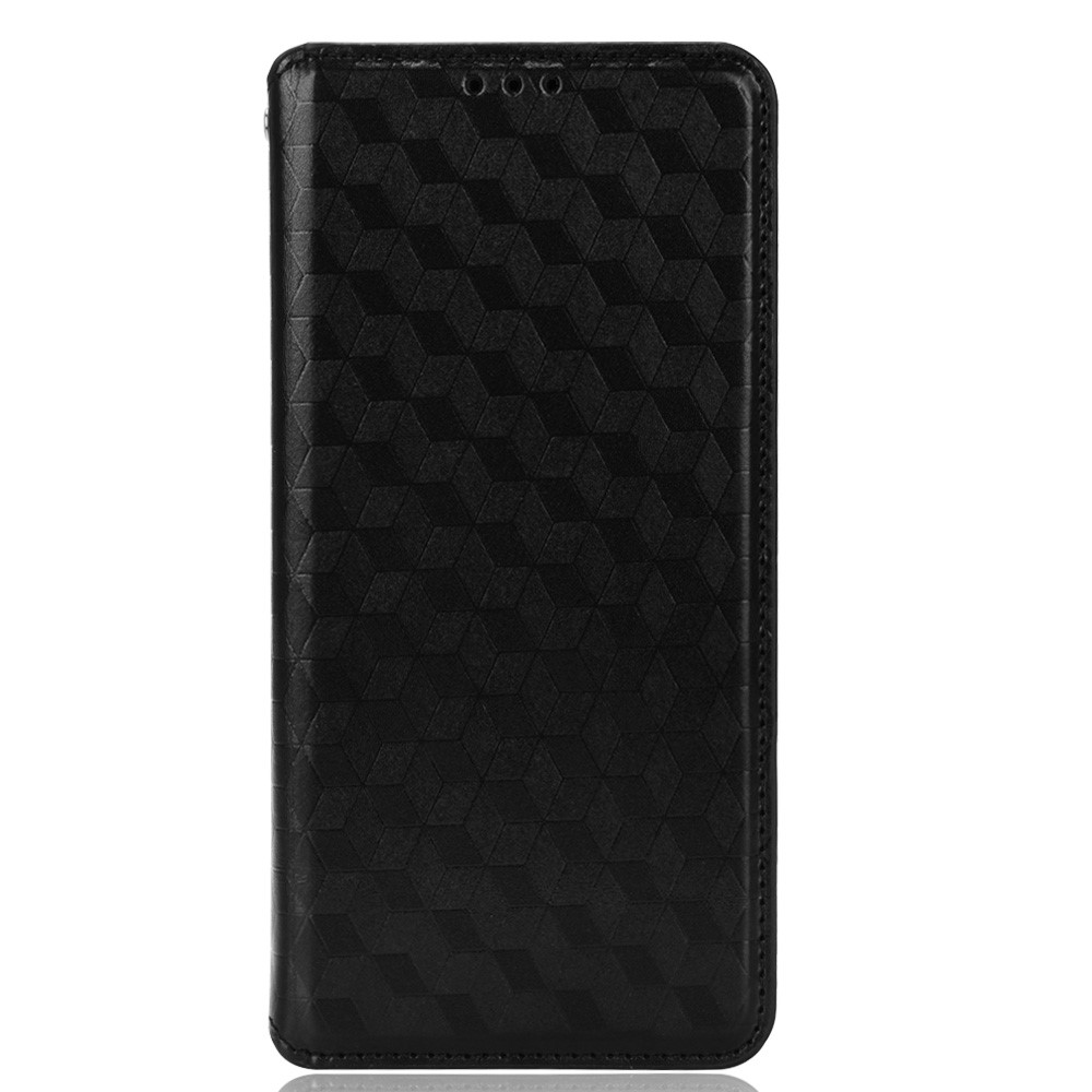 For Blackview A70 Magnetic Absorption Rhombus Imprinted PU Leather Case Folding Stand Wallet Flip Cover TPU Inner Shell - Black-2