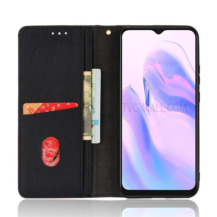 For Blackview A70 Splicing Shockproof PU Leather Flip Cover Stand Wallet Folio Magnetic Absorption Protective Shell - Black-4