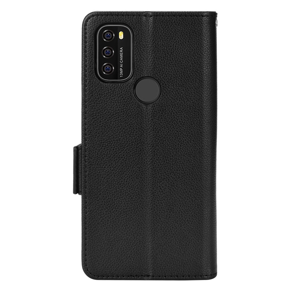 For Blackview A70 Litchi Texture Flip Case Stand Wallet PU Leather TPU Bumper Shockproof Magnetic Cover - Black-3