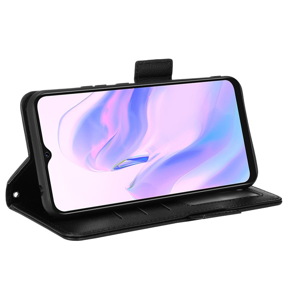 For Blackview A70 Litchi Texture Flip Case Stand Wallet PU Leather TPU Bumper Shockproof Magnetic Cover - Black-5