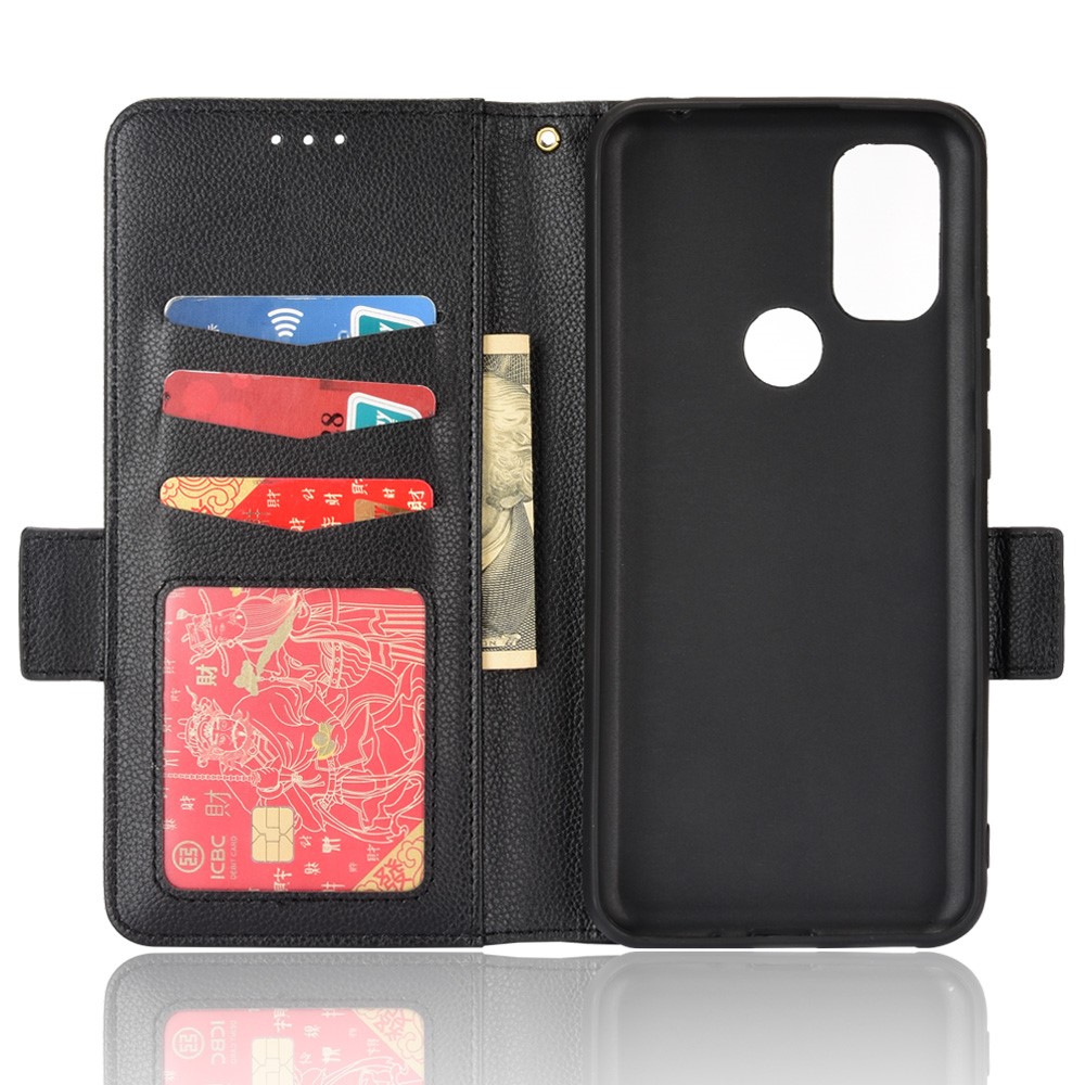 For Blackview A70 Litchi Texture Flip Case Stand Wallet PU Leather TPU Bumper Shockproof Magnetic Cover - Black-6