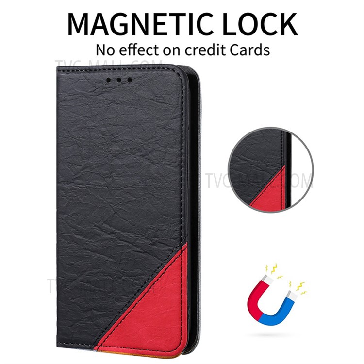 For Blackview A80 / A80S Auto Closing Magnetic Leather Flip Case Folding Stand Splicing Design Folio Wallet Phone Cover - Black-7