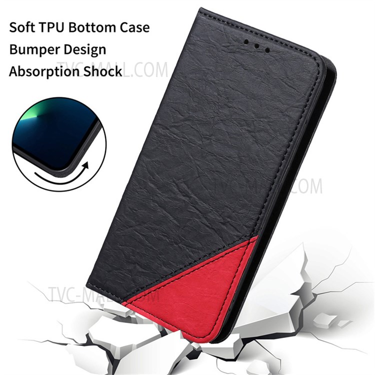 For Blackview A80 / A80S Auto Closing Magnetic Leather Flip Case Folding Stand Splicing Design Folio Wallet Phone Cover - Black-8