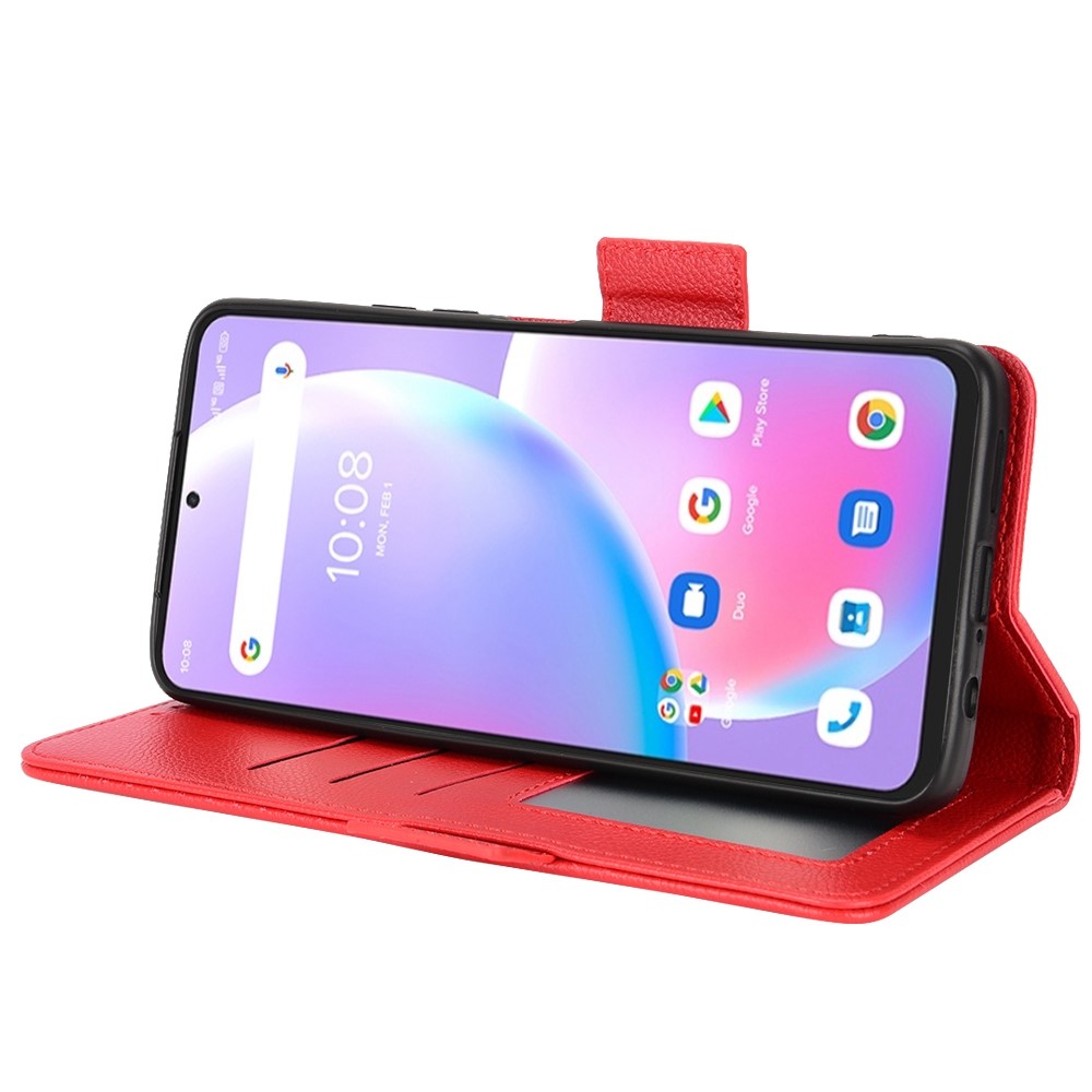 For Umidigi A11 Pro Max Magnetic Closure Litchi Texture Shockproof Case Leather Stand Wallet Style Flip Mobile Phone Shell - Red-3