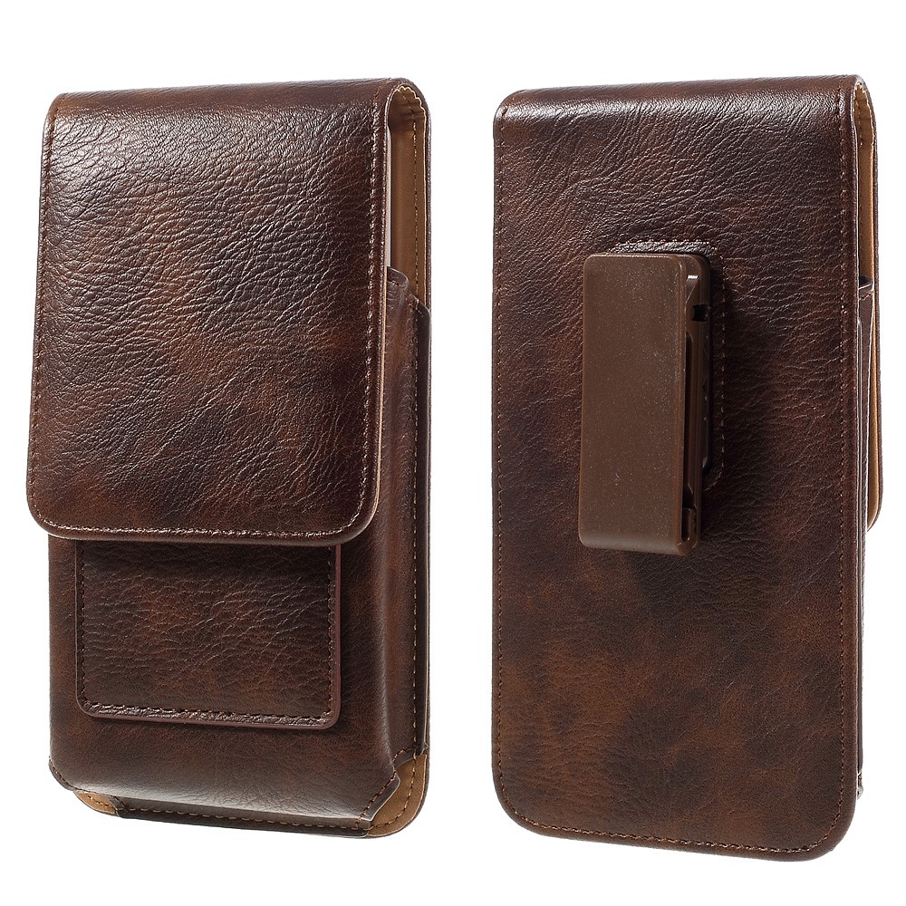 Universal Belt Clip Leather Holster Pouch for Huawei Mate 8/Galaxy A9/A8 - Brown