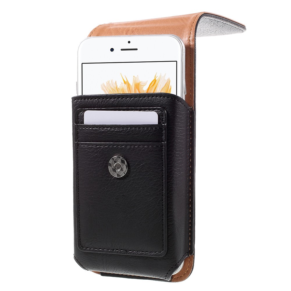 clip cuir pouch pouch avec fente de carte pour iphone 6 / 6s / 7/8 / se (2020) / se (2022) 4,7 pouces taille: 14 x 7 x 1,5 cm - le noir