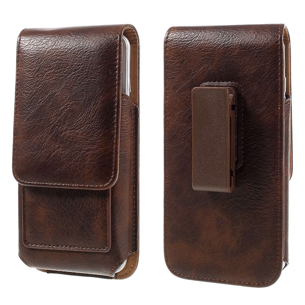 Belt Clip Leather Pouch Case for Samsung Galaxy S7, Size: 15 x 8 x 1.8cm - Brown