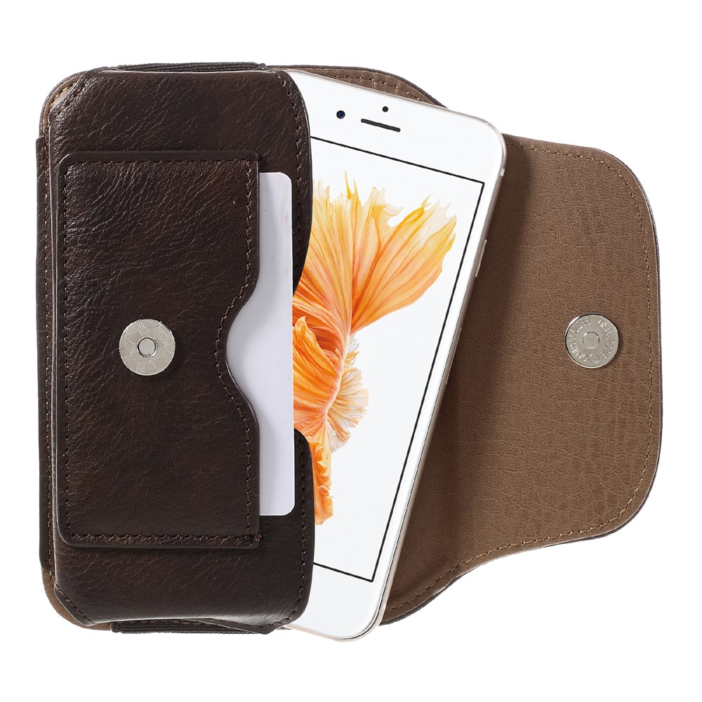 Tampa de estofamento de couro universal para iPhone 6s Plus / 6 Plus, Tamanho: 165 x 80 x 11mm - café-5