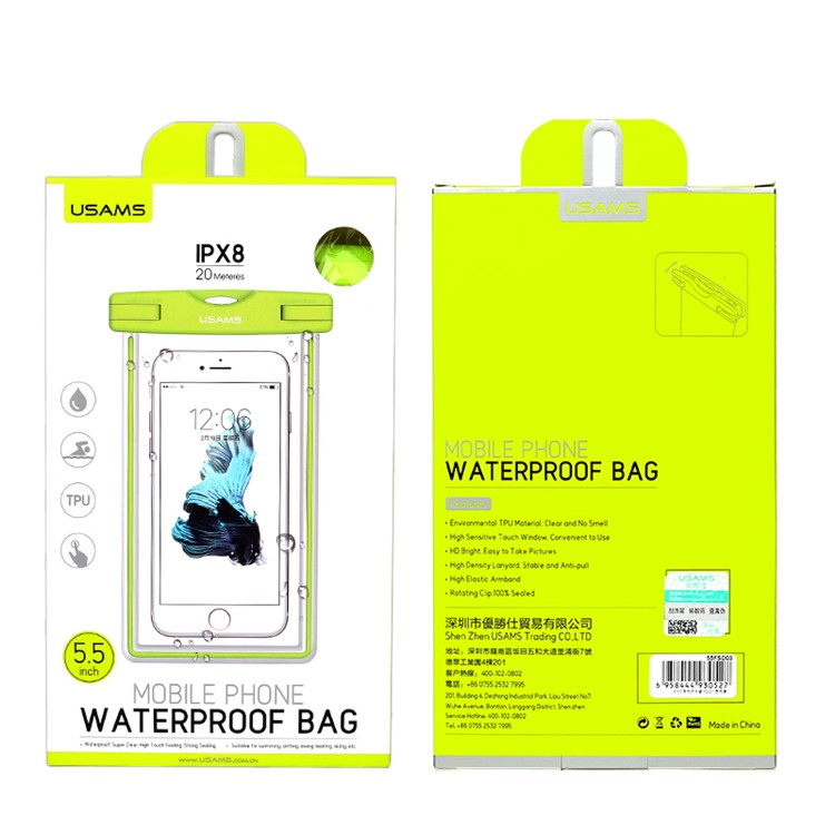 USAMS IPX8 Fluorescente À Prova D 'água Mergulho Case Para Iphone 8/7/6 S / 6 4.7 Com Alça, Tamanho: 15x9 Cm - Amarelo-6