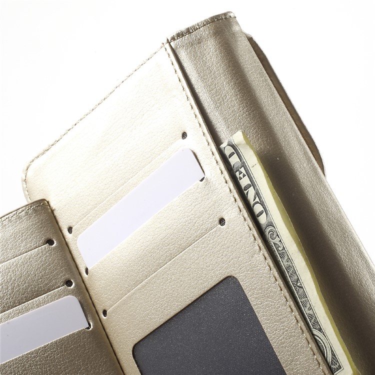 Caixa de telefone Wallet Leather para Samsung S7 Edge, porte: 155 x 77 x 12mm - ouro-5