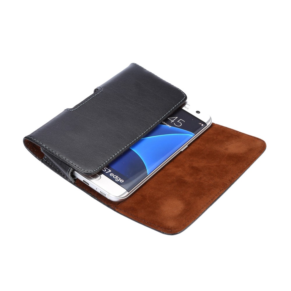Véritable Pochette Étui Étui En Cuir Pour Samsung Iphone Huawei Xiaomi Avec Clip Ceinture - Noir-4