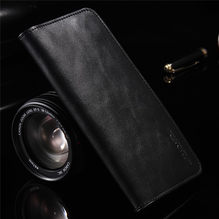 FLOVEME Universal Retro Genuine Leather Willet Para Iphone 7 Plus/ 6s Plus / 6 Más, Etc. - Negro