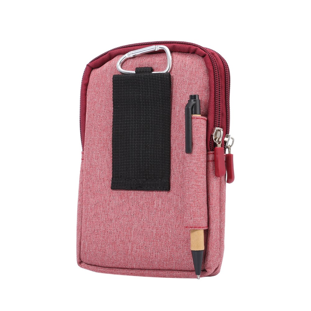 Couverture De Pochette De Boucle De Toile Universelle Pour IPhone 6s Plus / Samsung Galaxy Mega 6.3 I9200 - Rouge-3