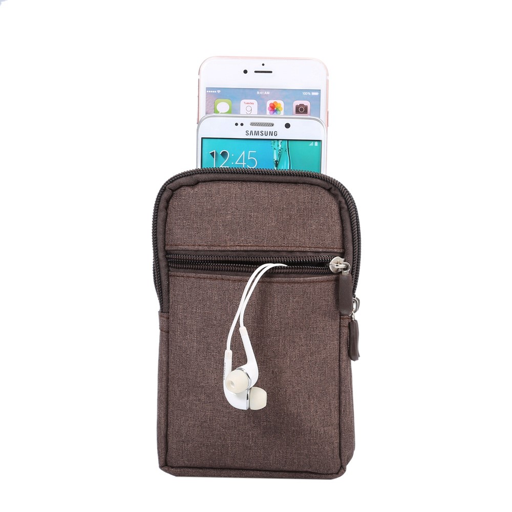 Universal Hook Loop Phone Sleeve w / Ceinture Clip pour iPhone 6s Plus / Samsung Galaxy Mega 6.3 I9200 - café-1