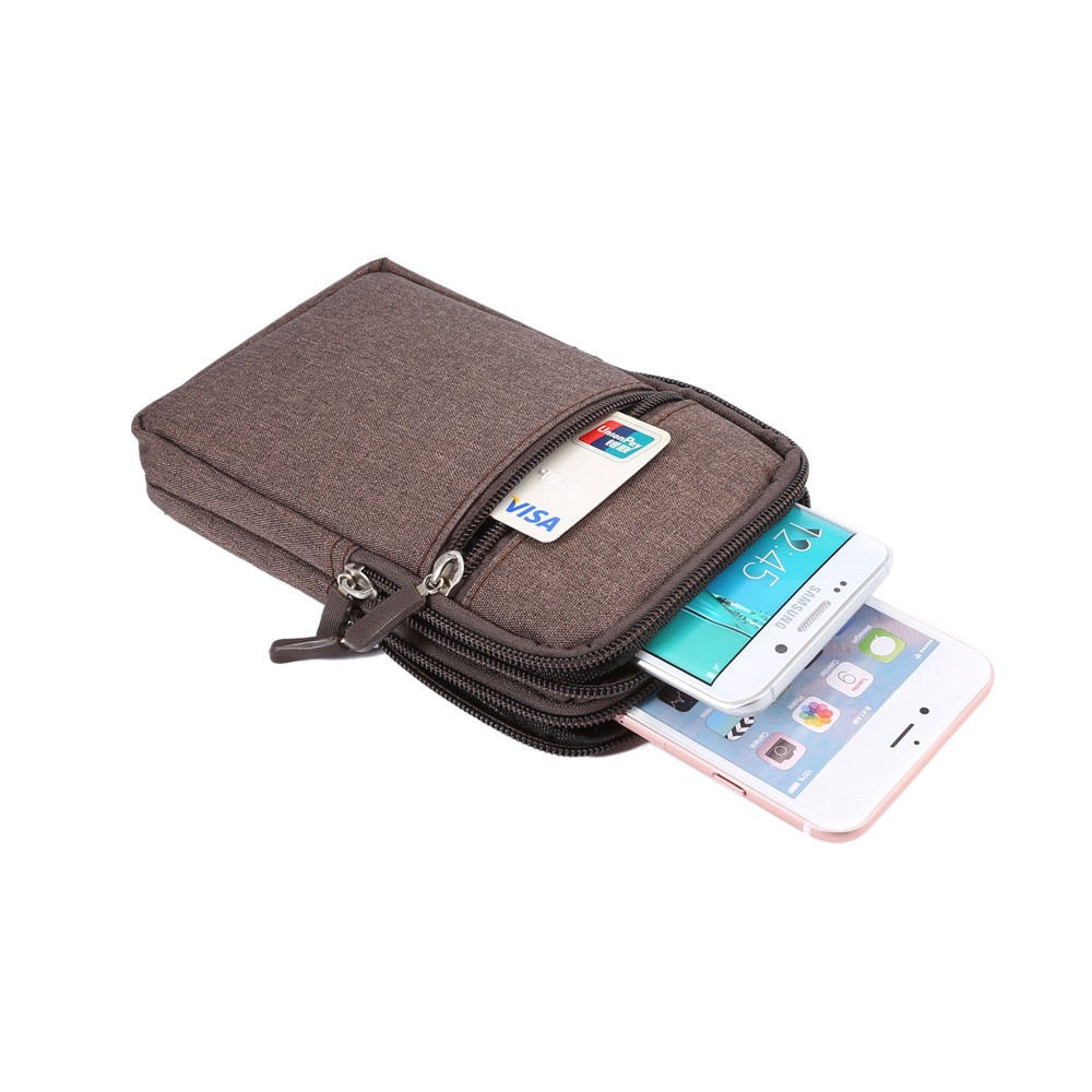 Universal Hook Loop Phone Sleeve w / Ceinture Clip pour iPhone 6s Plus / Samsung Galaxy Mega 6.3 I9200 - café-4