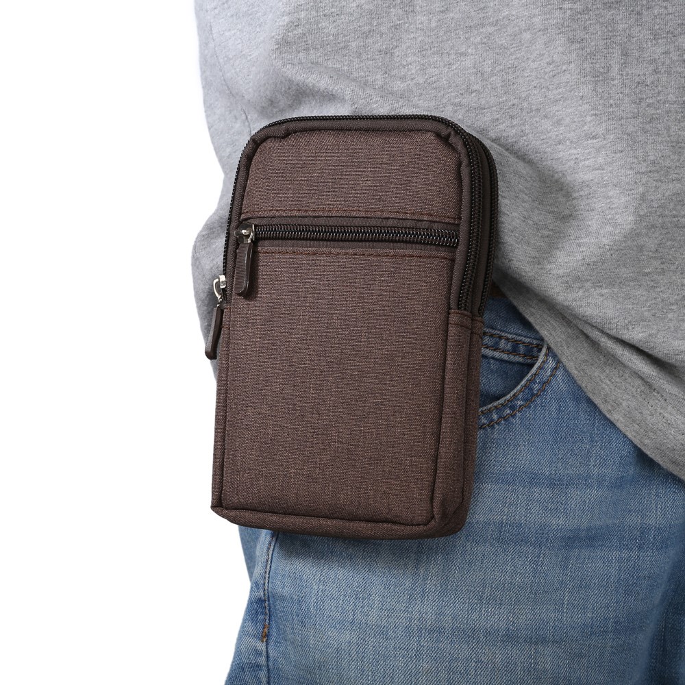 Universal Hook Loop Phone Sleeve w / Ceinture Clip pour iPhone 6s Plus / Samsung Galaxy Mega 6.3 I9200 - café-8