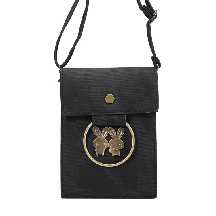 Jeans Stoff Textur Stilvolle Leder Geldbörse Messenger Bag für iPhone 6s Plus - Schwarz-2