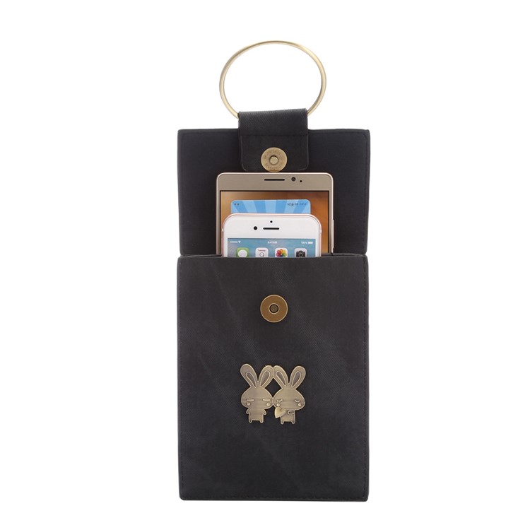 Jeans Stoff Textur Stilvolle Leder Geldbörse Messenger Bag für iPhone 6s Plus - Schwarz-5