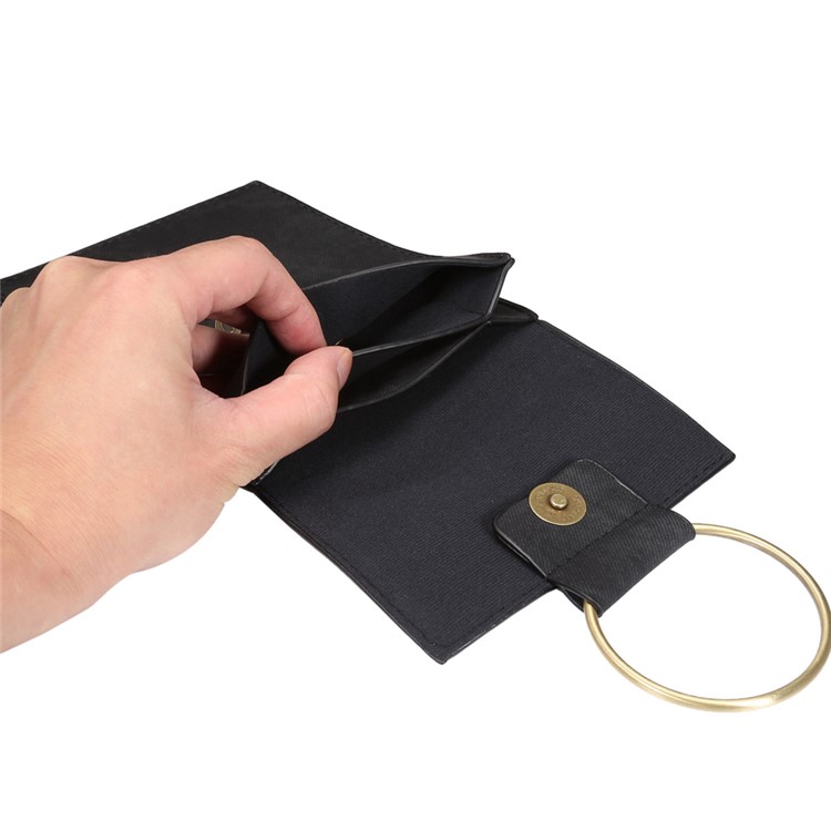 Jeans Stoff Textur Stilvolle Leder Geldbörse Messenger Bag für iPhone 6s Plus - Schwarz-7