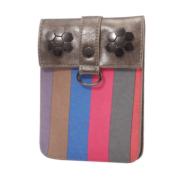 Fashion Stripes Wallet Leather Phone Shoulder Pouch Bag for iPhone 7 Plus/ 6s Plus, Size: 175 x 130mm - Brown-3